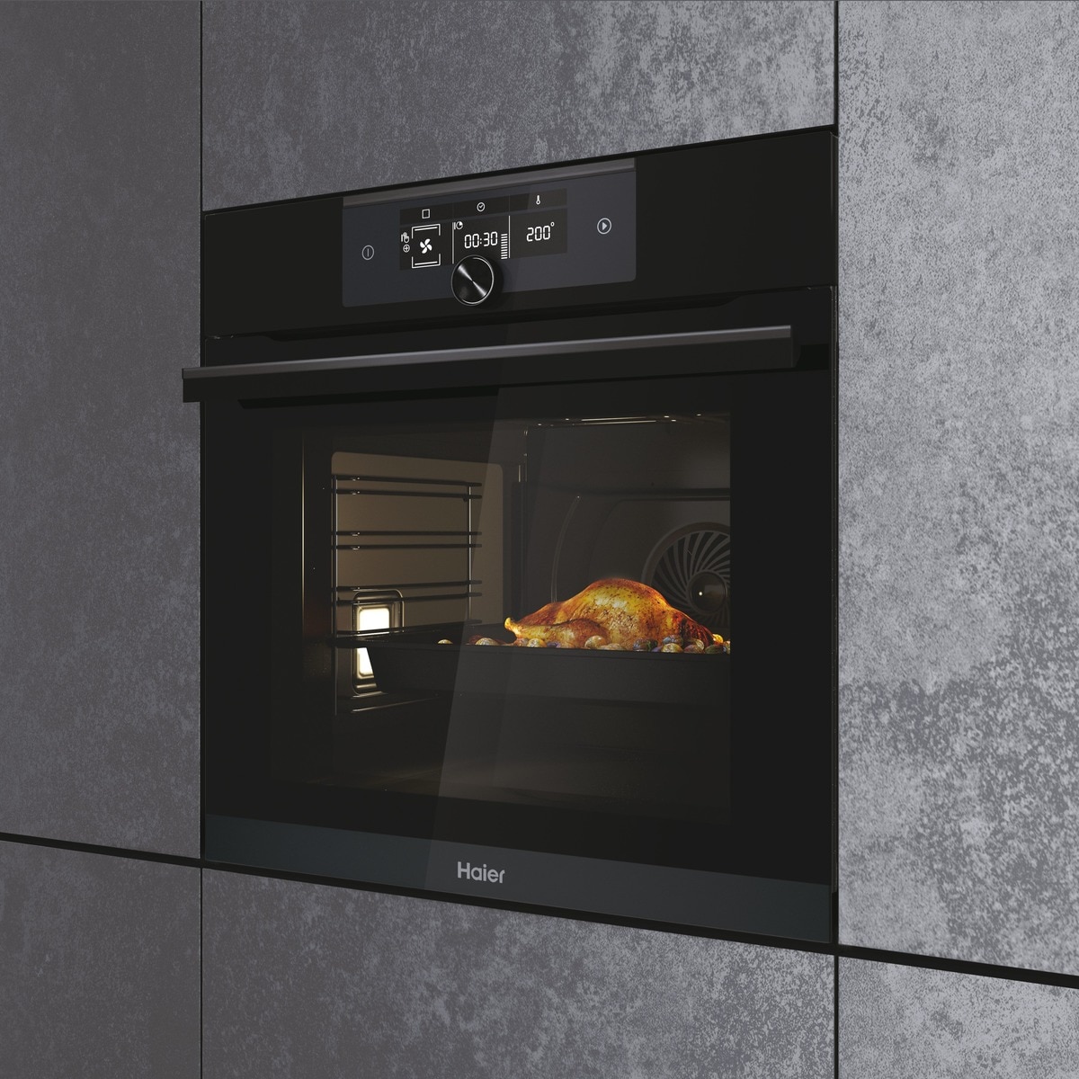 Horno multifunción Haier WIFI, hidrolisis y paneles catalíticos, I-Turn Series 6 - HWO60SM6F5BH Negro-4