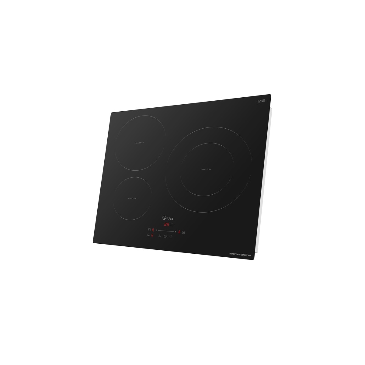 Placa inducción Midea con 3 zonas de cocción, Zona Gigante  - MIH740T279K0 Cristal negro-3