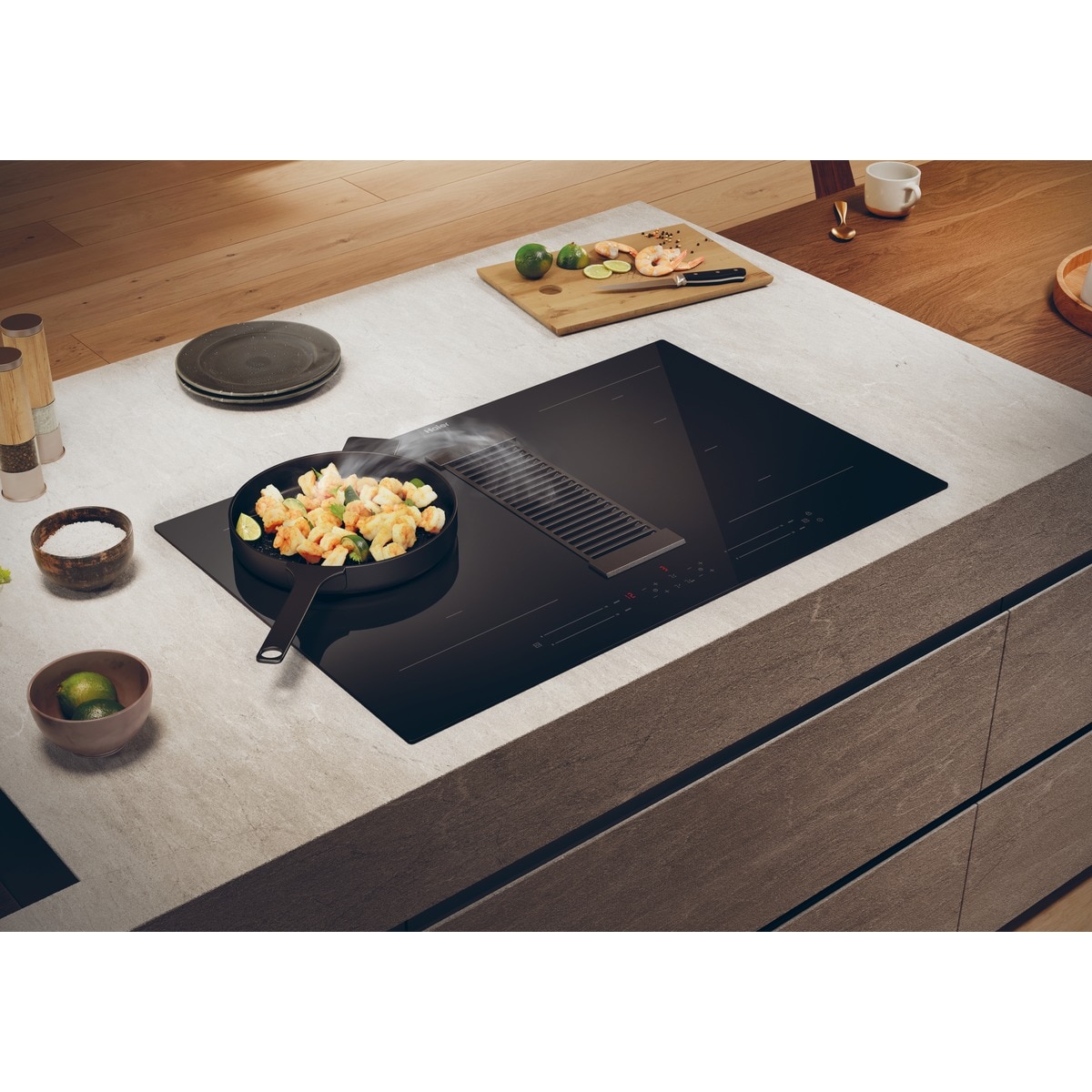 Placa inducción Haier, 4 Zonas Flex, con extractor integrado, I-Dual Series 6 - HAIH82MTMCF Negro (detroit)-6
