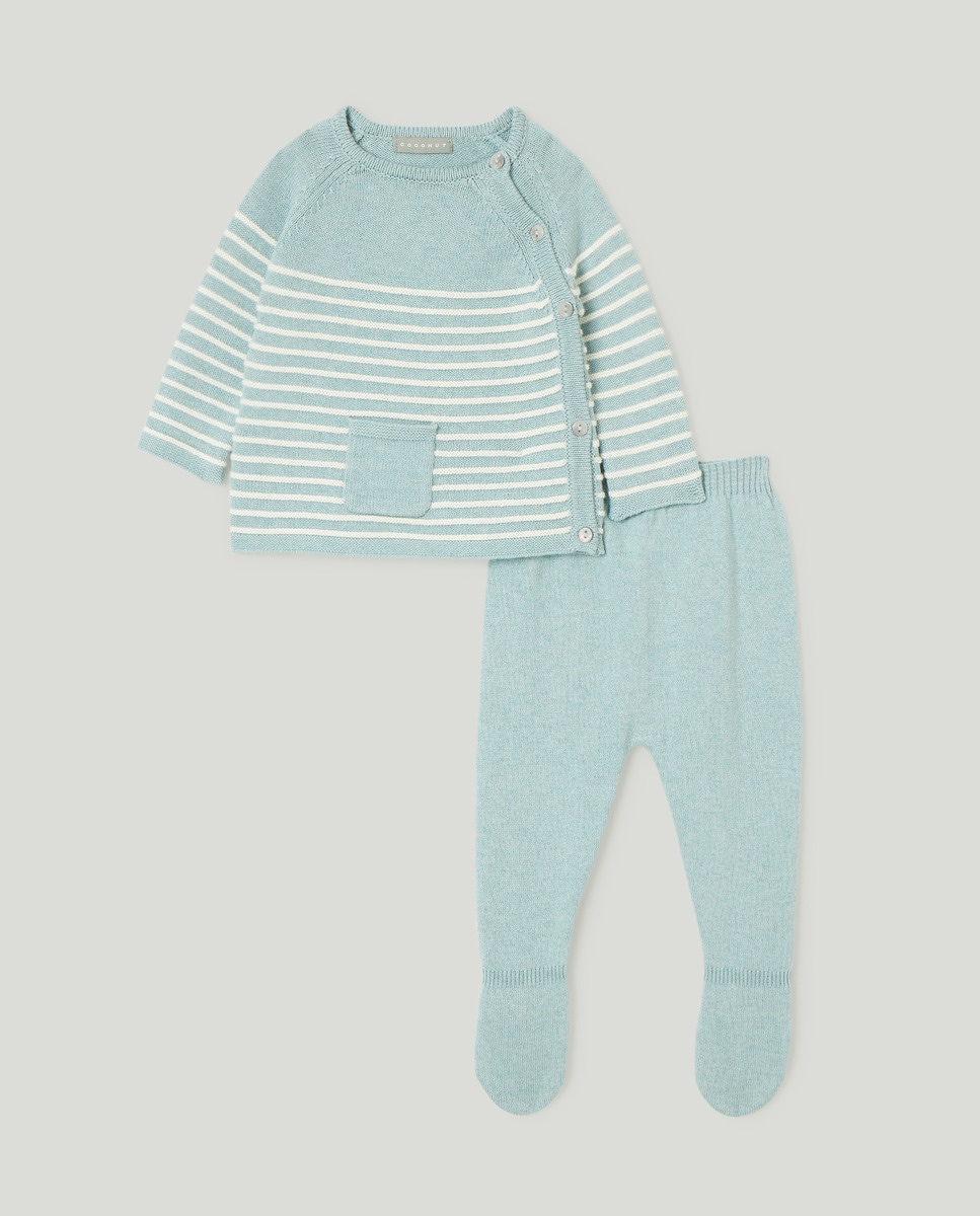 Conjunto Cruzado de Bebé às Riscas Verde-1