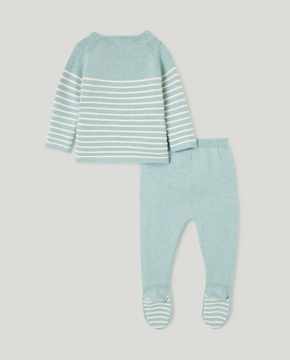 Conjunto Cruzado de Bebé às Riscas Verde-2