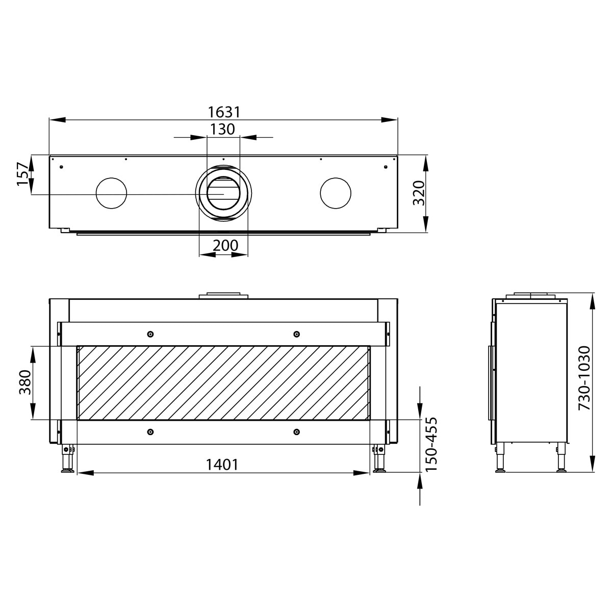 Hogar Gas Natural MG-140/38 Cristal Lateral Izquierdo Madera-3
