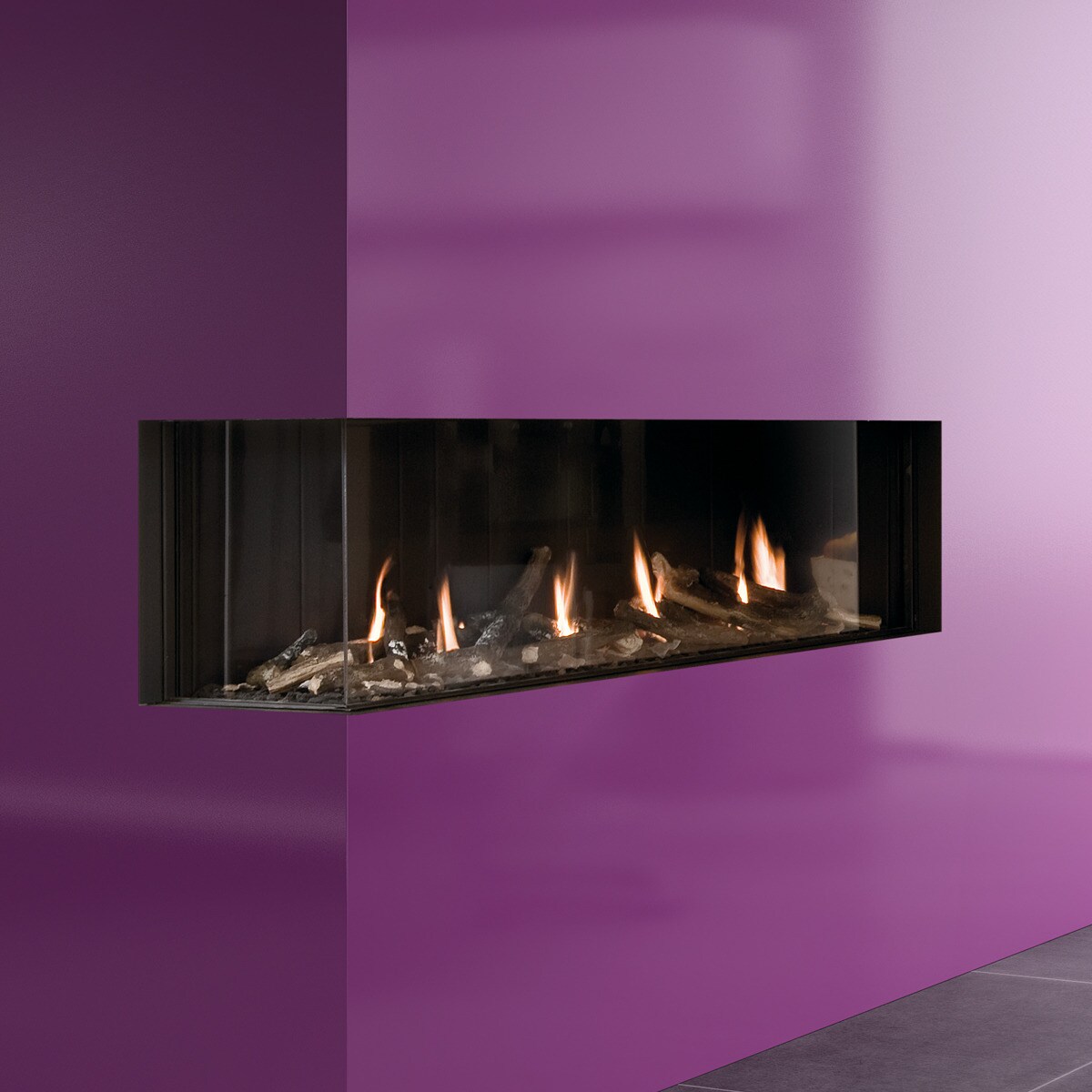 Hogar Gas Propano MG-140/38 Cristal Lateral Izquierdo Madera-2