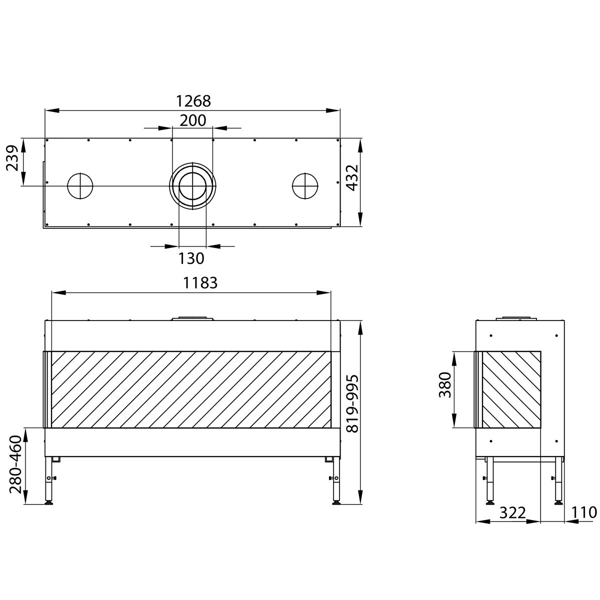 Hogar Gas Natural MG-120/38 Cristal Lateral Izquierdo Madera-3