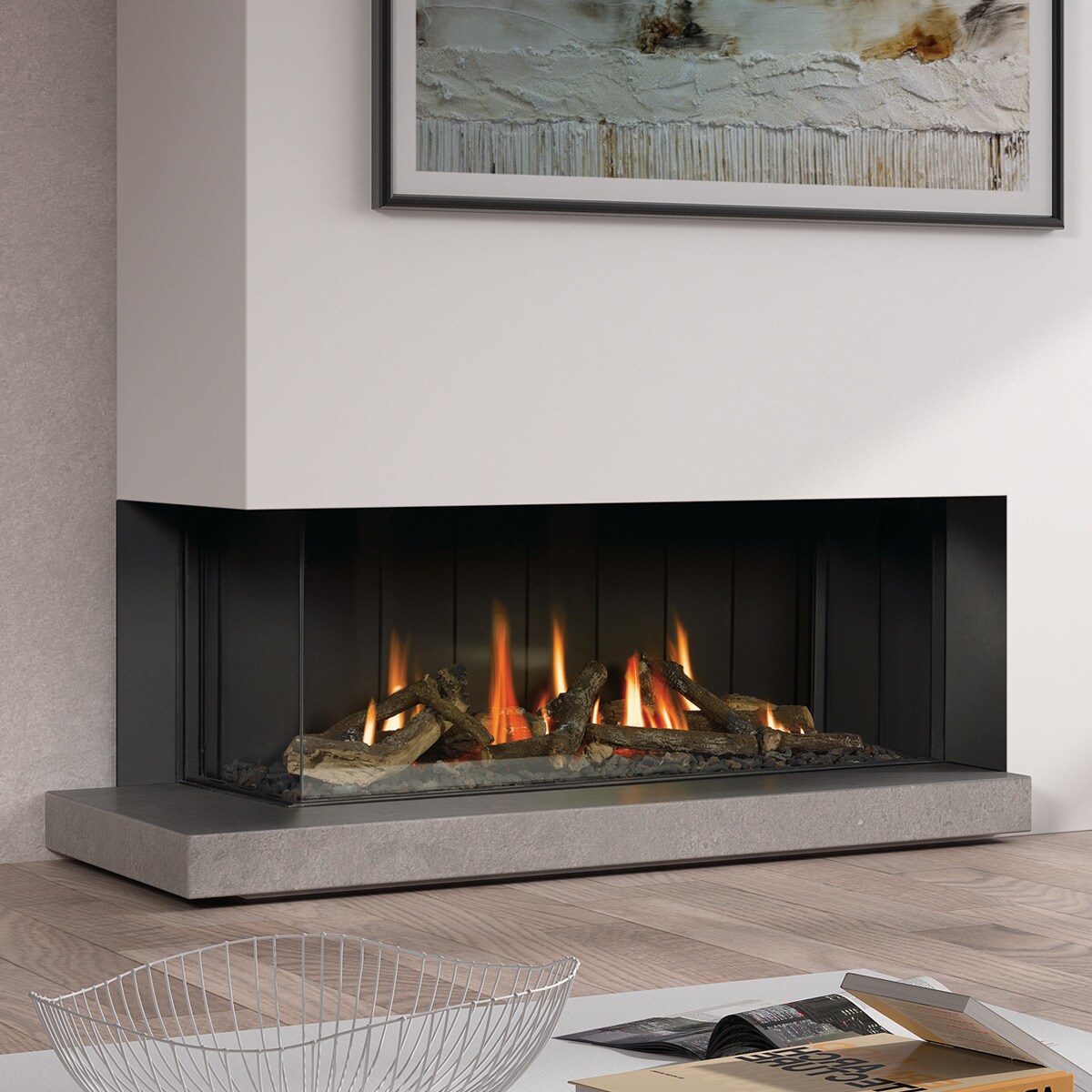 Hogar Gas Propano MG-120/38 Cristal Lateral Izquierdo Madera-2