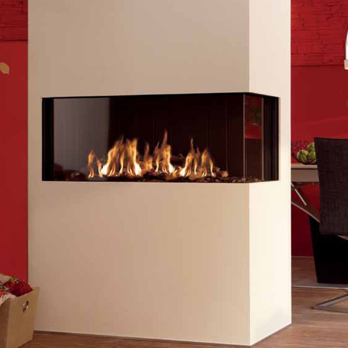 Hogar Gas Propano MG-100/38 Cristal Lateral Derecho Madera-2