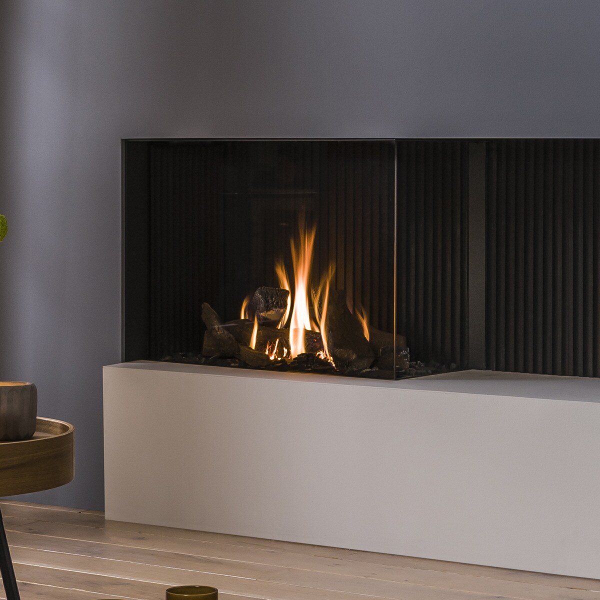 Hogar Gas Natural MG-83/60 Cristal Lateral Derecho Madera-2