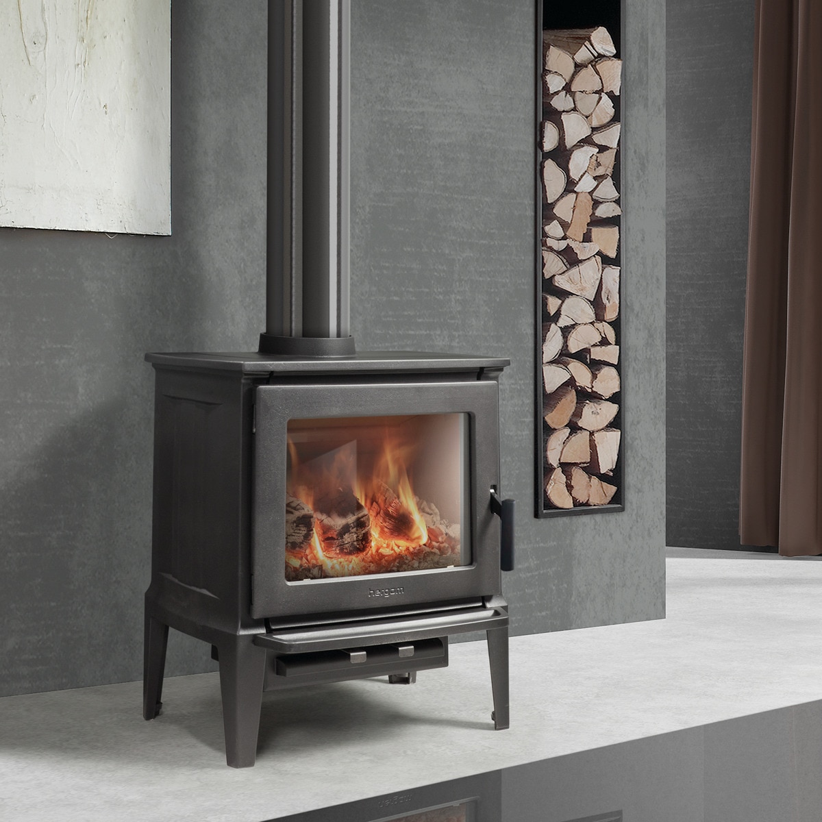 Estufa de Leña E-30 S Negro / Blanco-2