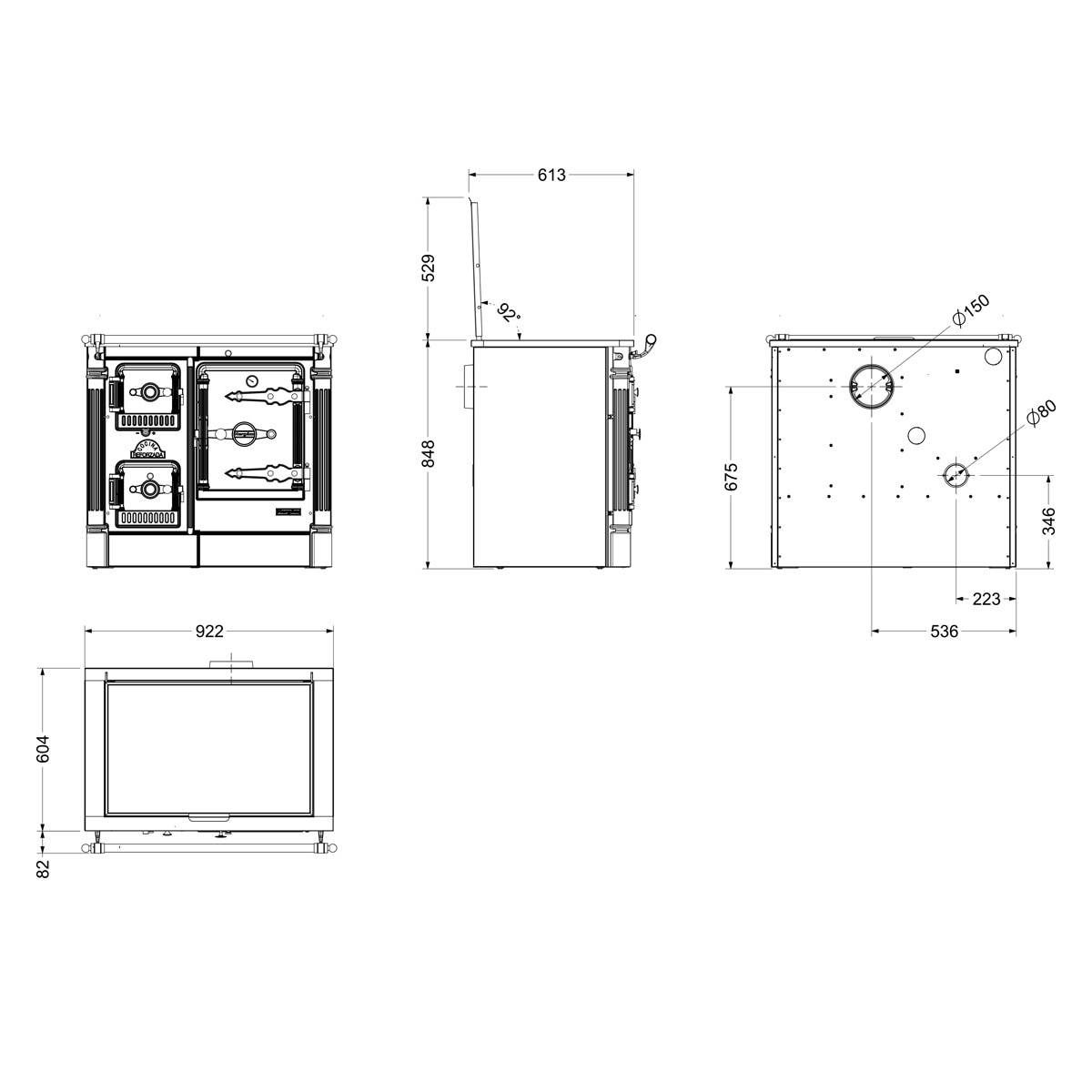 Cocina de Leña L07/90 Vitro Latón Negro / Latón-5