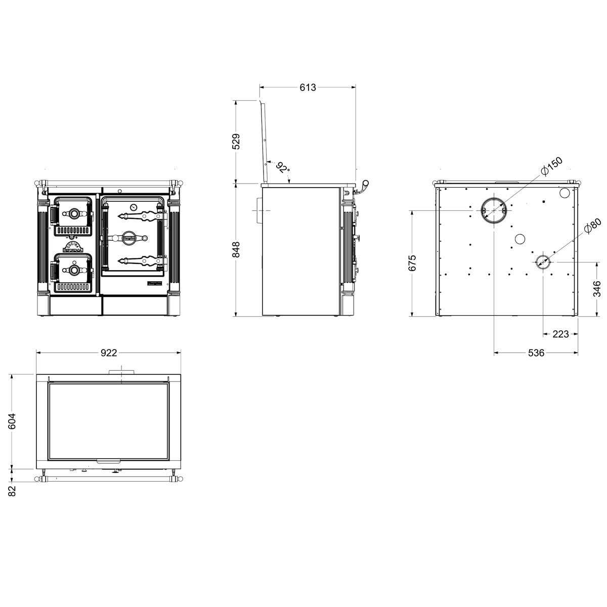 Cocina de Leña L07/90 Vitro Cromo Negro / Cromo-3