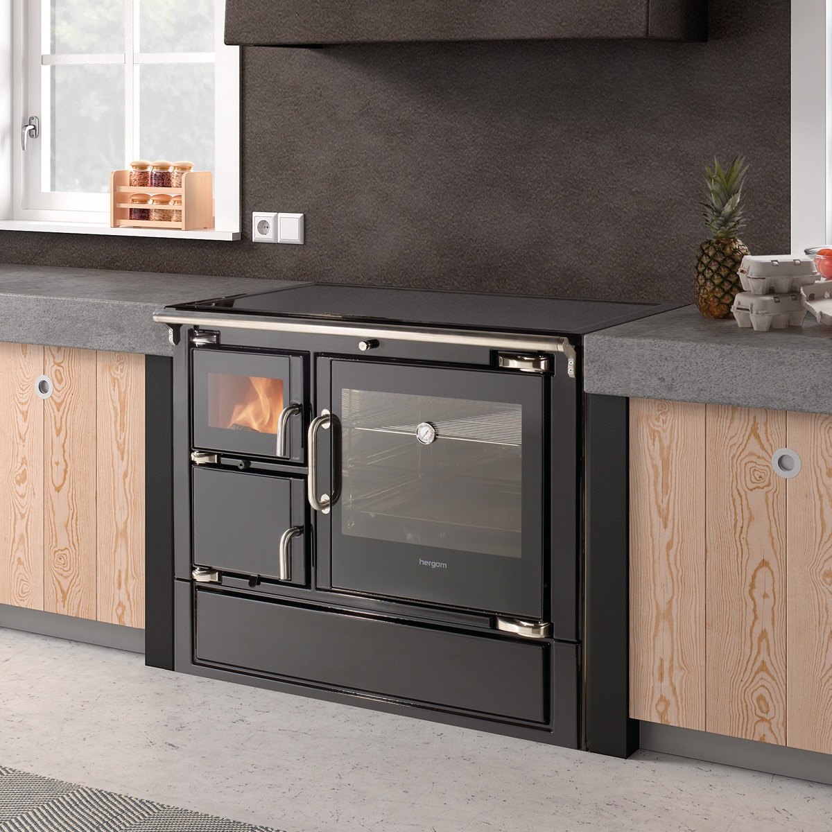 Cocina de Leña Eclecsys 100 Vitro Cromo Negro / Cromo-2