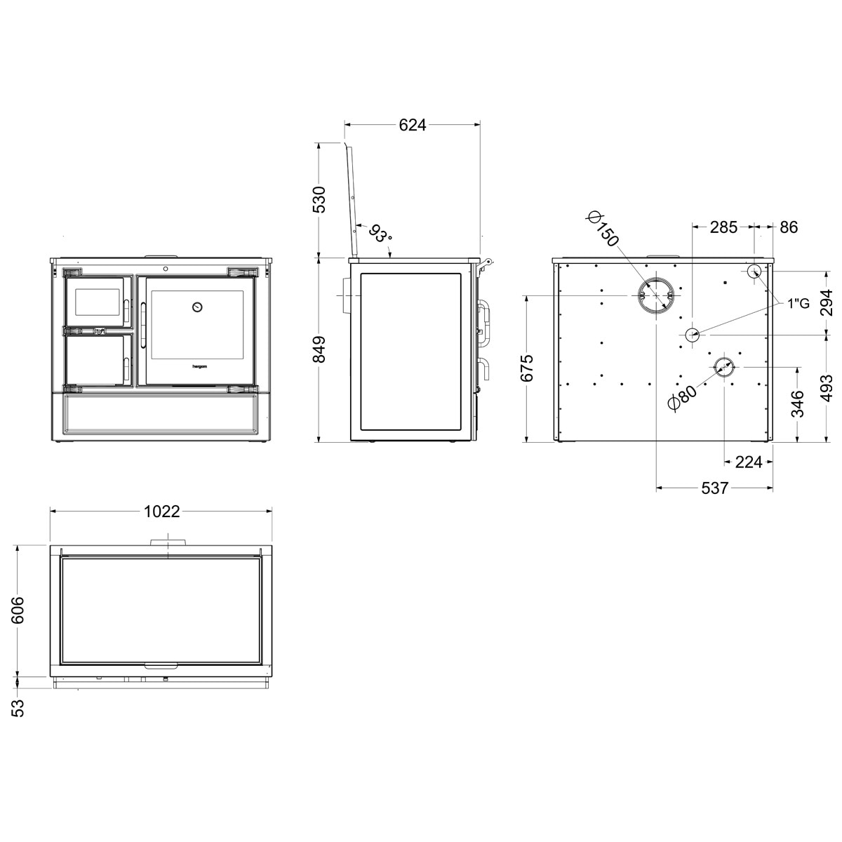 Cocina de Leña Eclecsys 100 Vitro Cromo Negro / Cromo-3
