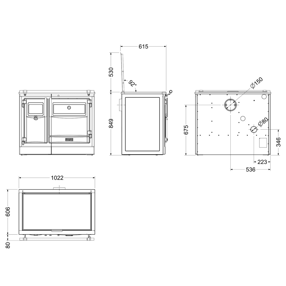Cocina de Leña Pas 100 Vitro Cromo Negro / Cromo-3