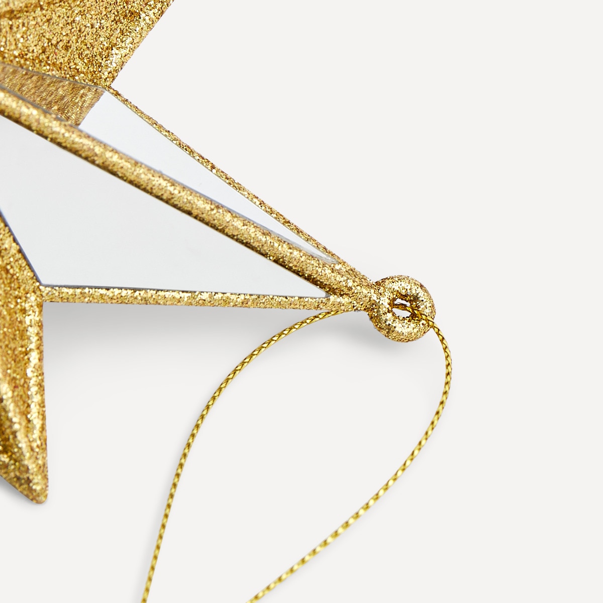 Enfeite Estrela Espelhada com Glitter Ouro-2