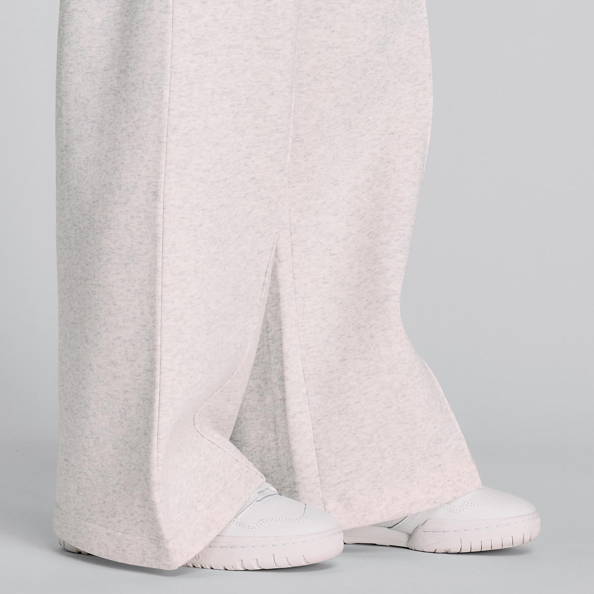 Calças de Mulher Fleece Wide Leg Cinzento-6