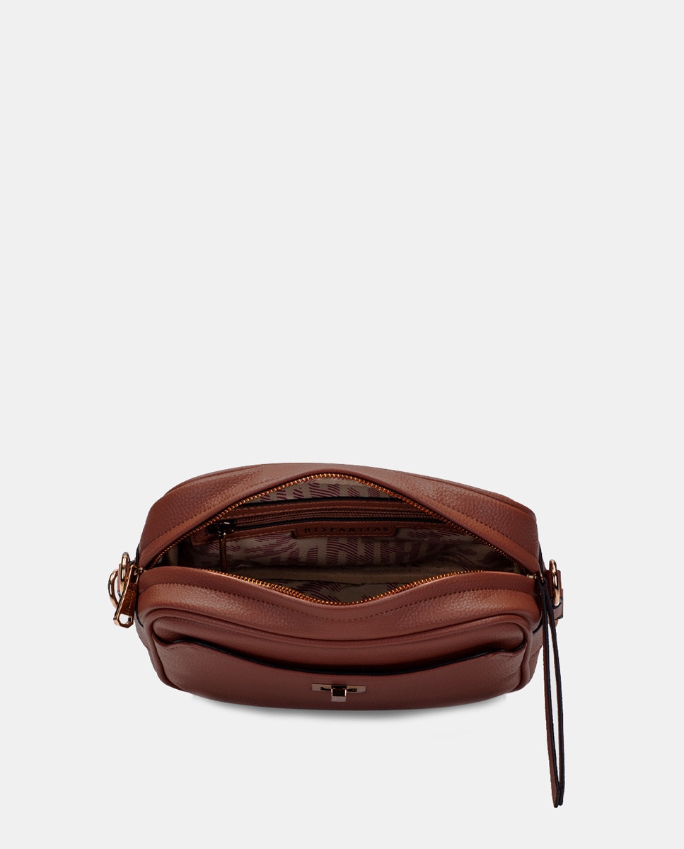 Mala Crossbody Samba de Couro-Albero Castanho-claro-6