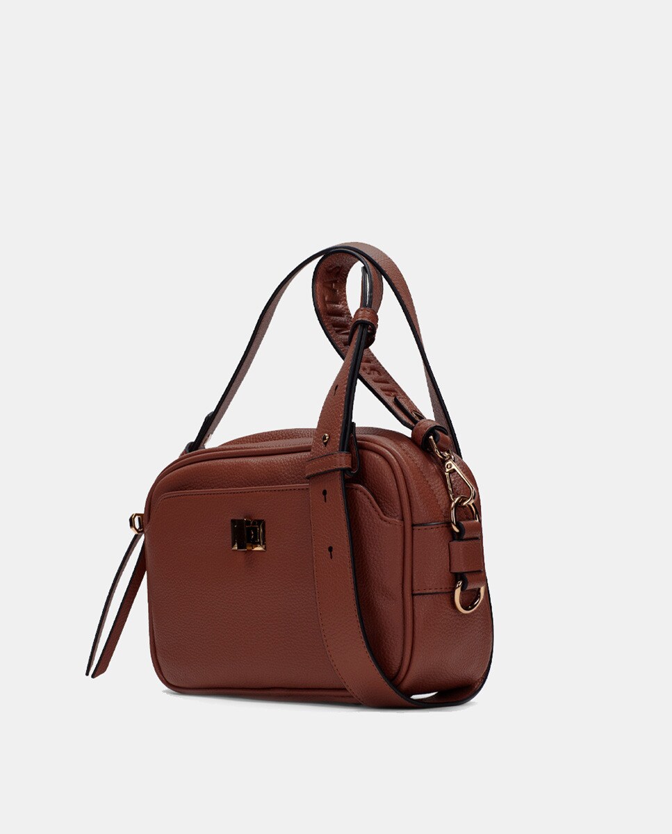 Mala Crossbody Samba de Couro-Albero Castanho-claro-2