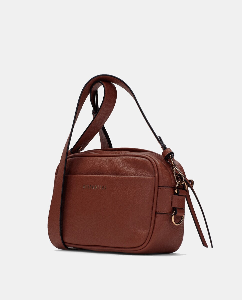Mala Crossbody Samba de Couro-Albero Castanho-claro-3