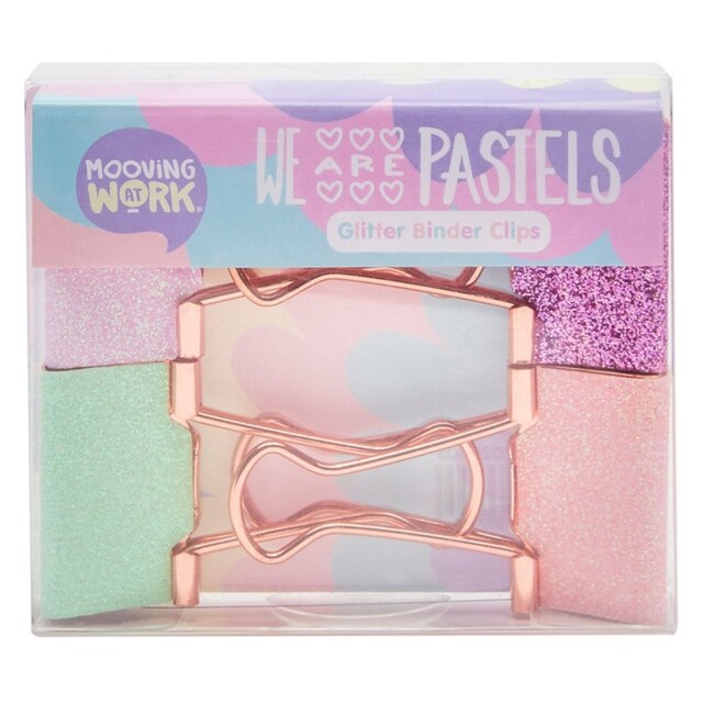 Imagen 0 de Glitter binder clips x4 pastel Mooving.