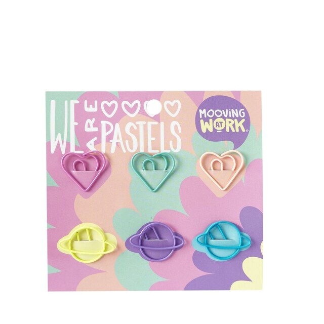 Imagen 0 de Paper clips con forma x6 pastel Mooving.