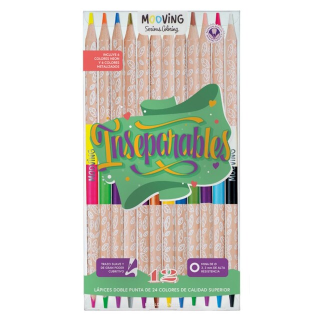 Imagen 0 de 12 lápices bicolores Mooving