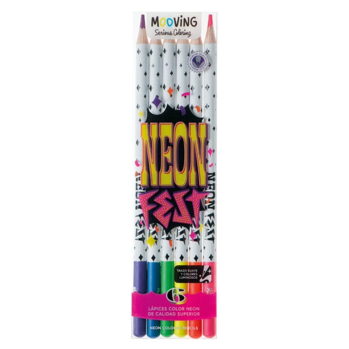 Imagen 0 de 6 lápices de colores neón Mooving