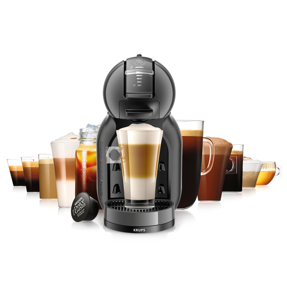 Cafetera espresso automática Krups Mini Me con función Play & Select para cápsulas Nescafé Dolce Gusto + 2 packs de café Negro-9