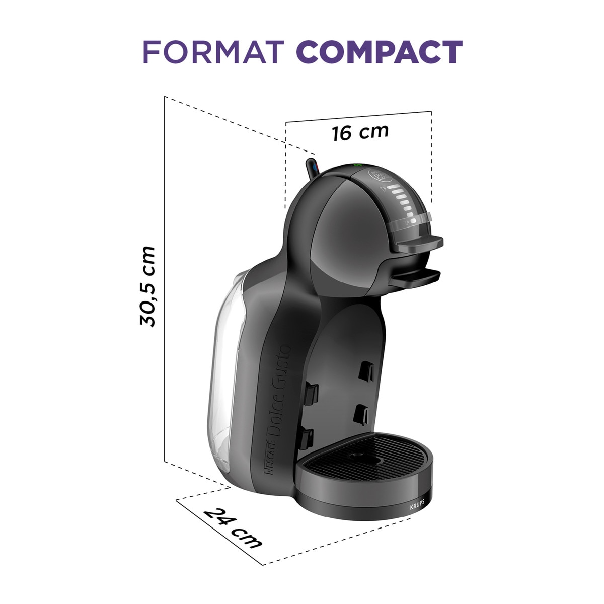 Cafetera espresso automática Krups Mini Me con función Play & Select para cápsulas Nescafé Dolce Gusto + 2 packs de café Negro-7