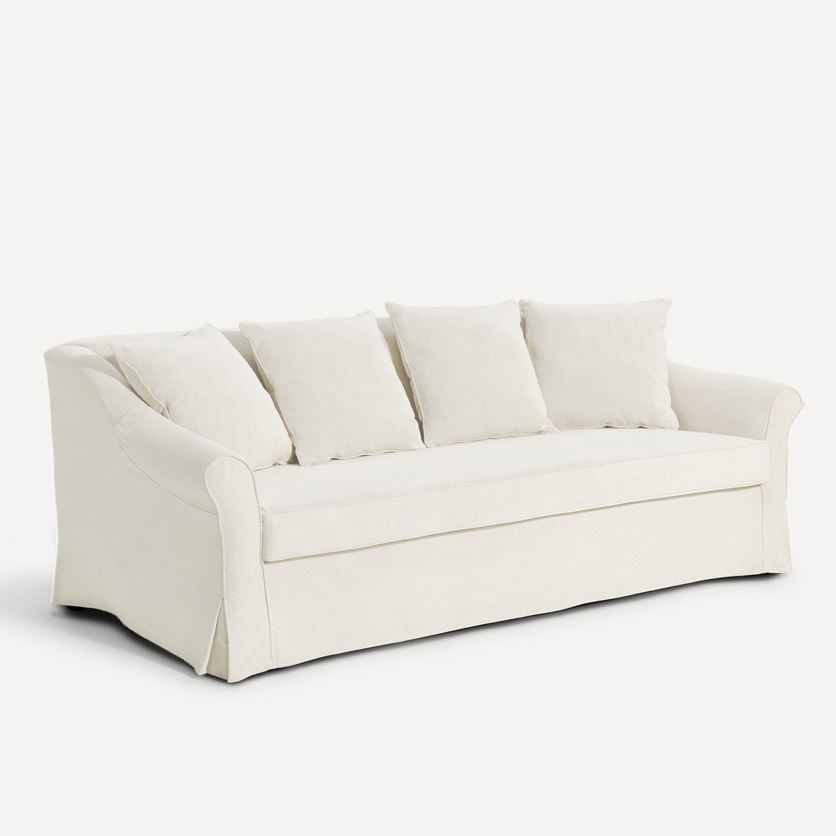 Sofá de 3 Lugares Desembainhável em Linho Menorca Branco-2