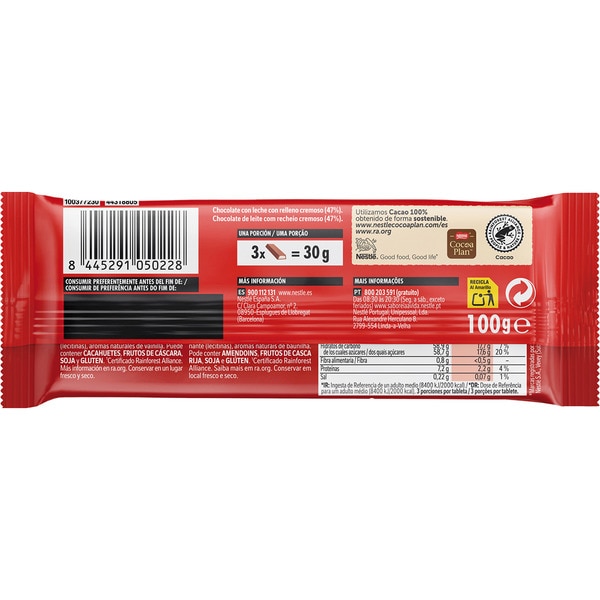milk chocolate with creamy filling 10 bars tablet 100 g