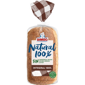 pan de molde 100%  integral y 100% natural sin azúcares añadidos y sin lactosa bolsa 460 g - Bimbo