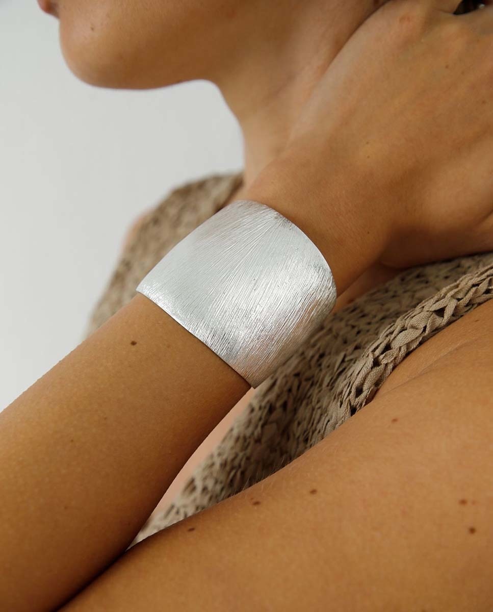 Pulsera esclava textura plateada Plata-3