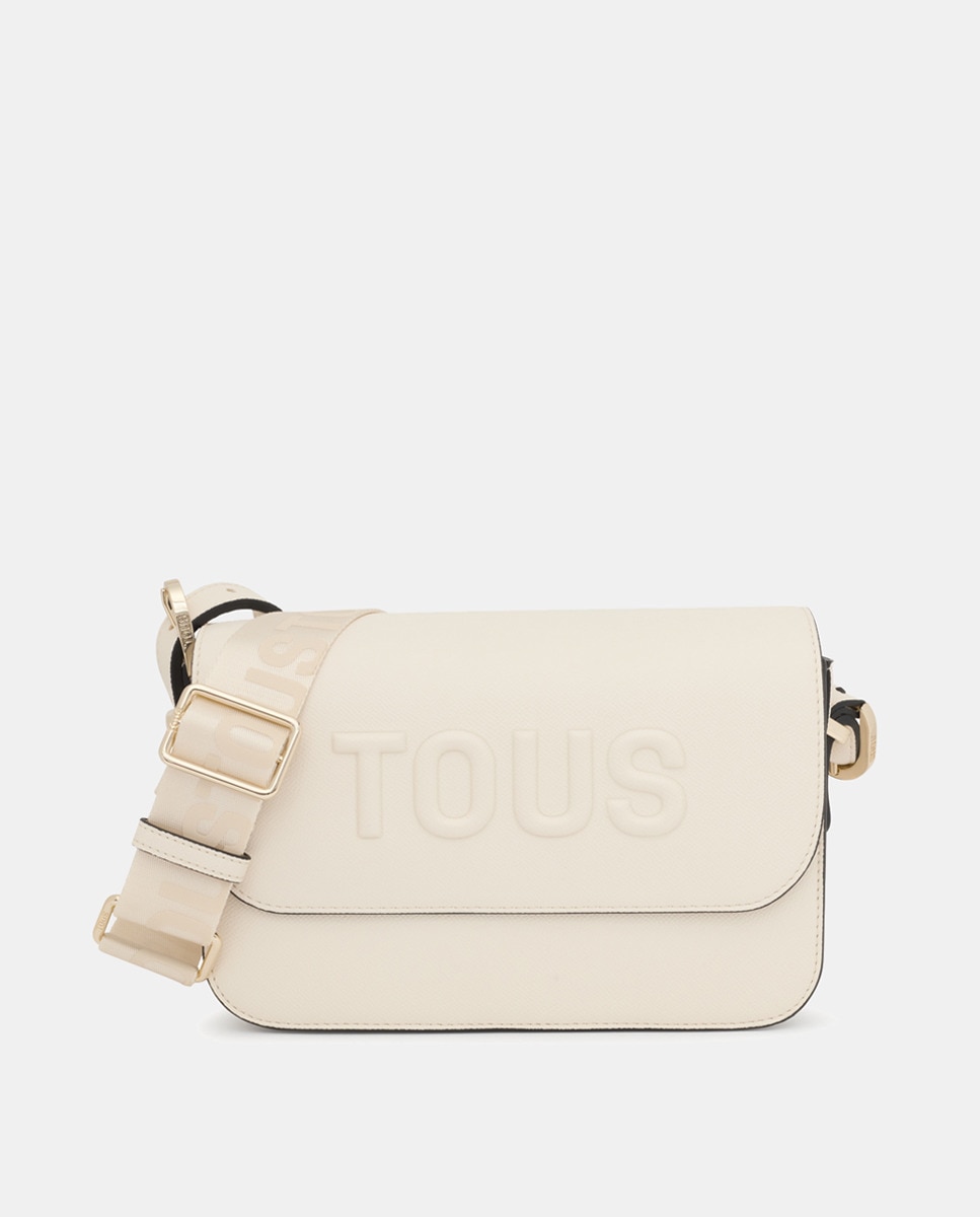 Bolso bandolera mediano con cierre de botón imantado y solapa. - Tous - Beige Beige-1