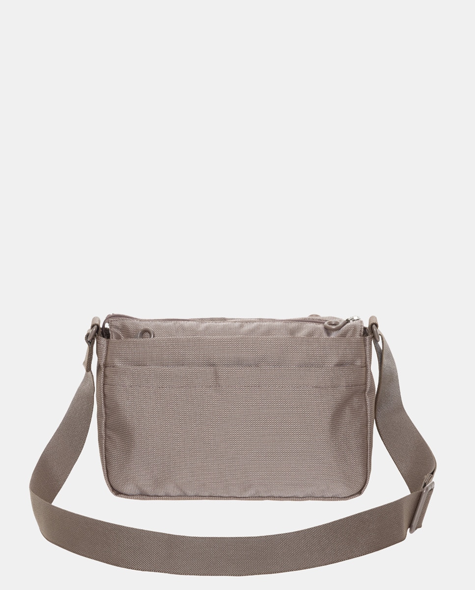 Mala a Tiracolo Média com Dois Bolsos - Castanho-Claro Castanho-claro-9