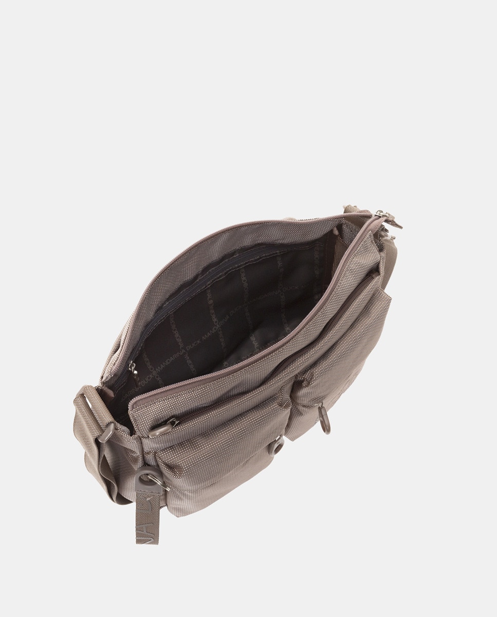 Mala a Tiracolo Média com Dois Bolsos - Castanho-Claro Castanho-claro-10