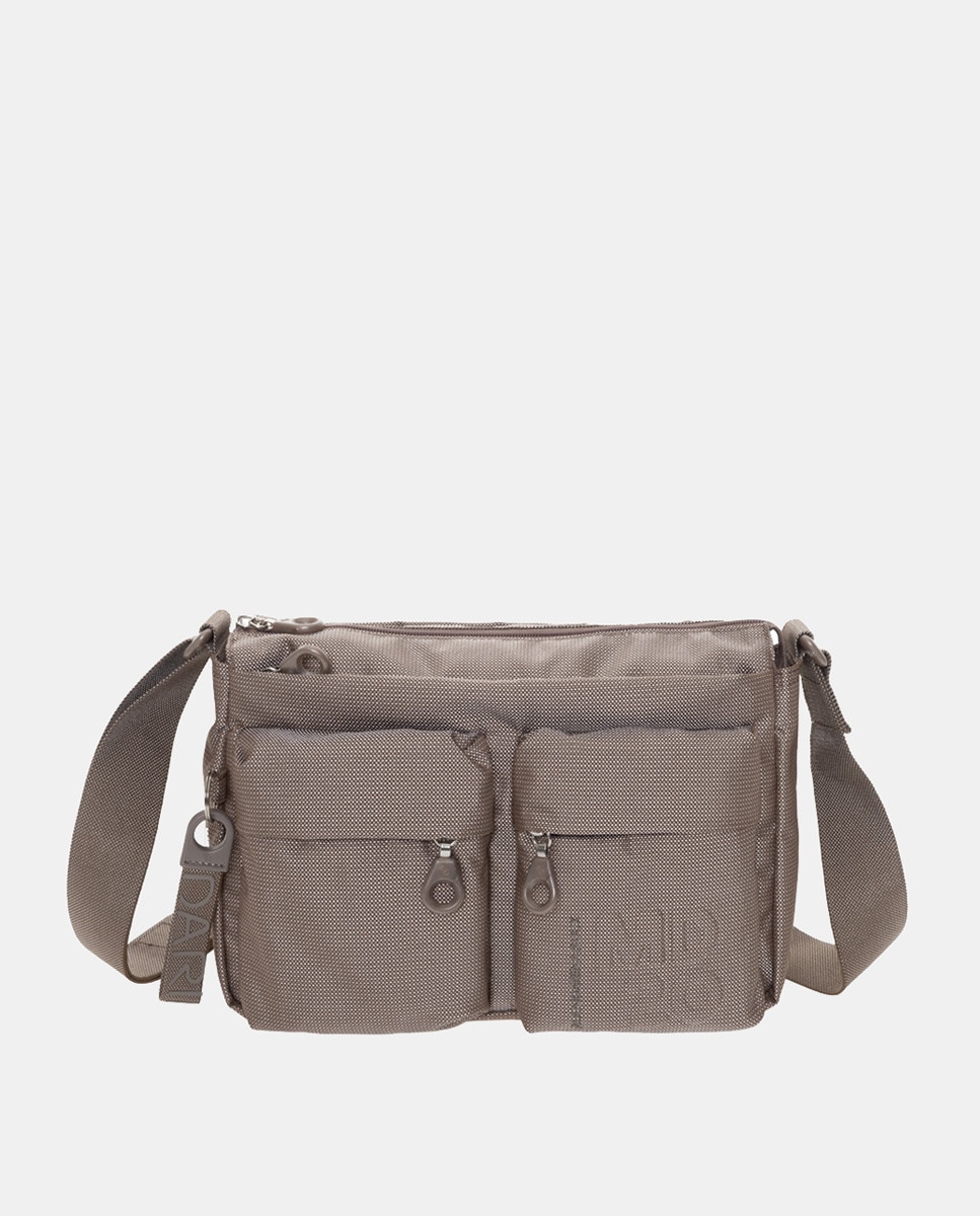 Mala a Tiracolo Média com Dois Bolsos - Castanho-Claro Castanho-claro-7