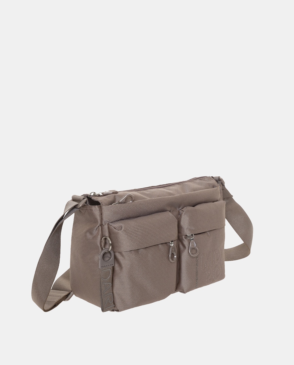 Mala a Tiracolo Média com Dois Bolsos - Castanho-Claro Castanho-claro-8