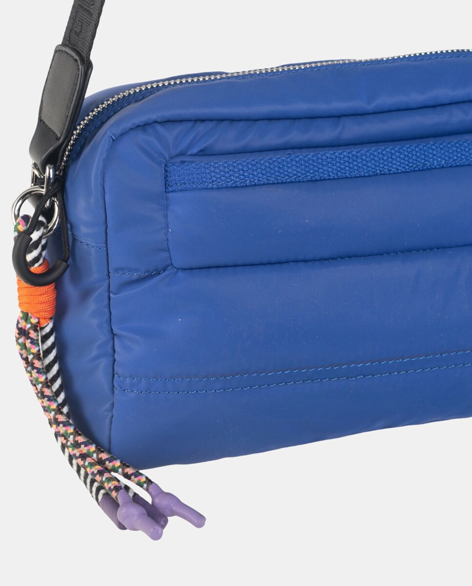 Mala a Tiracolo com Fecho de Correr em Nylon Acolchoado - Azul Azul-3