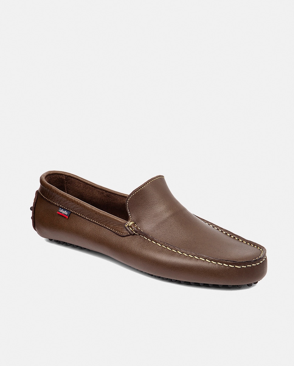 Mocassins com Tecnologia Adaptaction e em Pele - Castanho Castanho-2