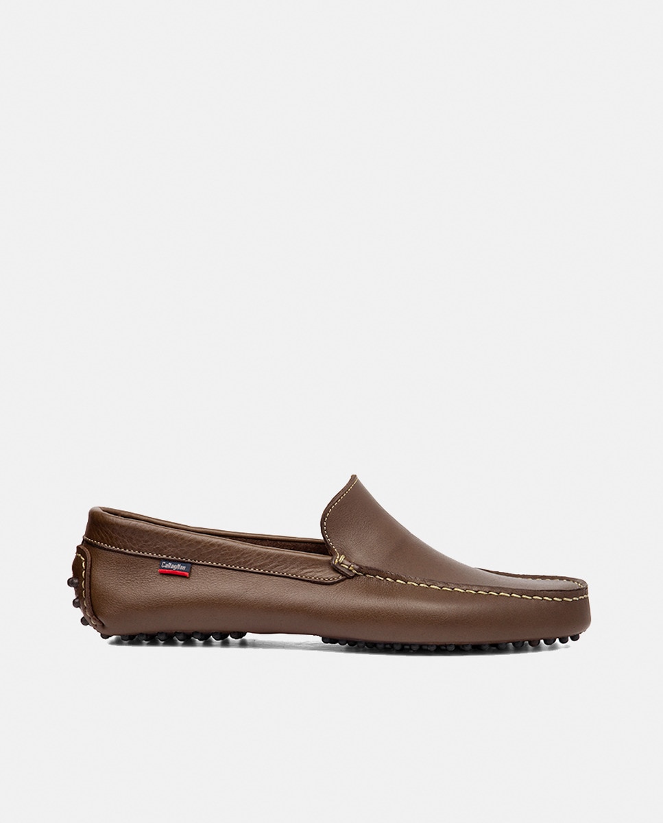 Mocassins com Tecnologia Adaptaction e em Pele - Castanho Castanho-1