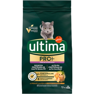 Pro+ pienso para gatos adultos esterilizados con pollo bolsa 1,1 kg - Ultima