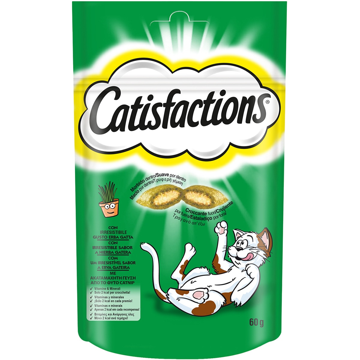 snacks para gatos rellenos con sabor a hierba gatera envase 60 g
