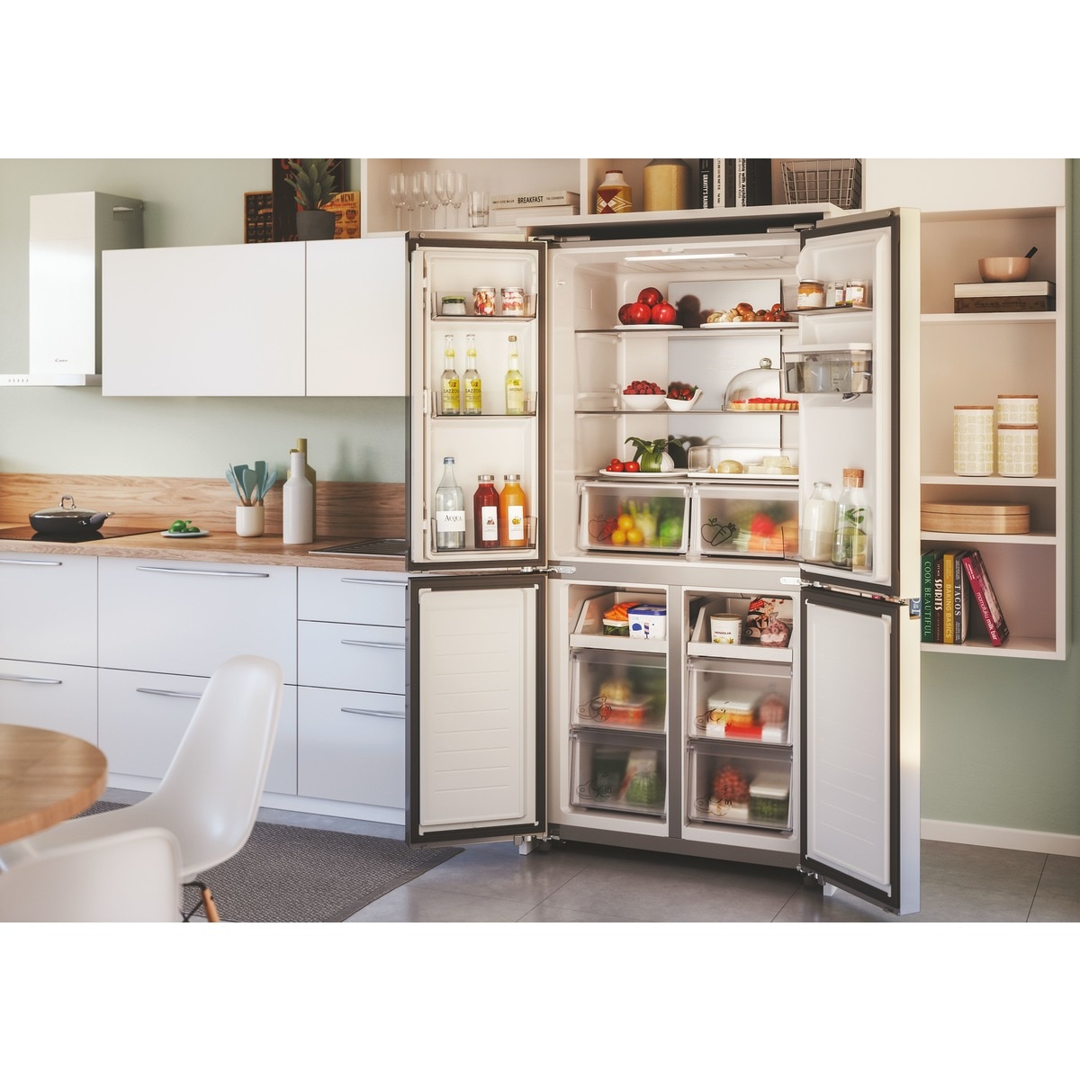 Frigorífico americano Candy con dispensador, con 4 puertas - CFQQ5T817EWPS Inox-13
