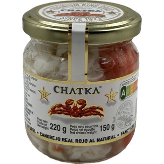 cangrejo real rojo al natural 50% patas tarro 150 g neto escurrido - Chatka