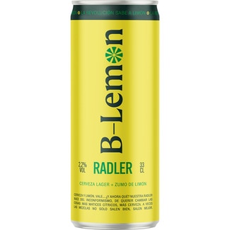 cerveza rubia con zumo natural de limón tipo Lager lata 33 cl - B-lemon Radler