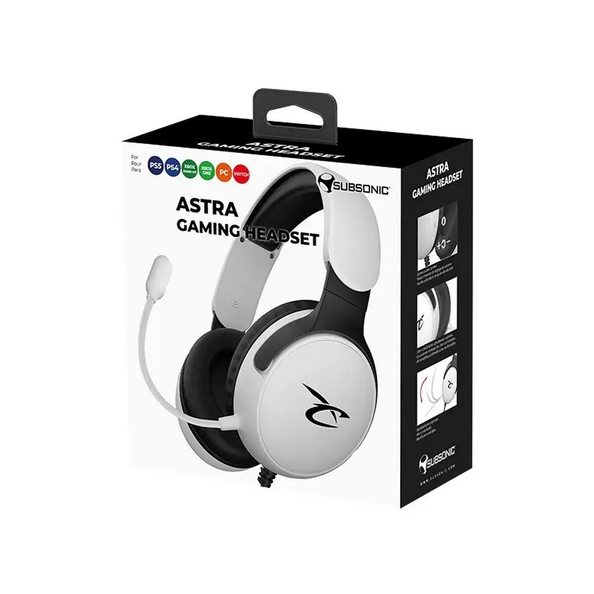 Auscultadores Gaming Subsonic Astra - Branco / Preto 3