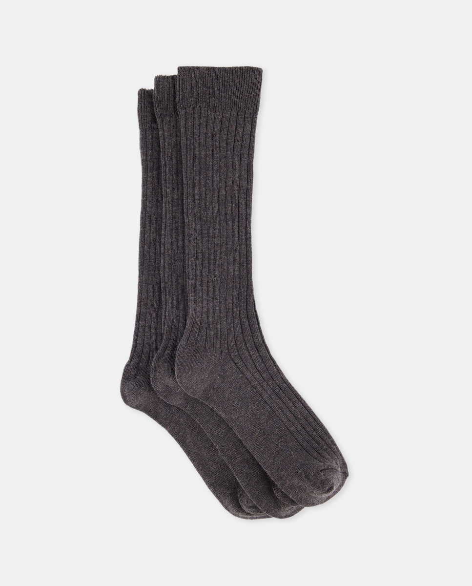 Pack de 3 medias infantiles de canalé Gris oscuro-1