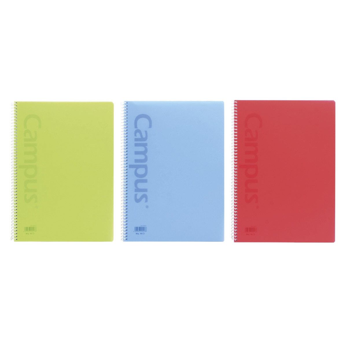 Pack de 3 cuadernos A4 tapa polipropileno 80 hojas 90 gramos cuadricula 4x4mm Campus color pastel 1 1