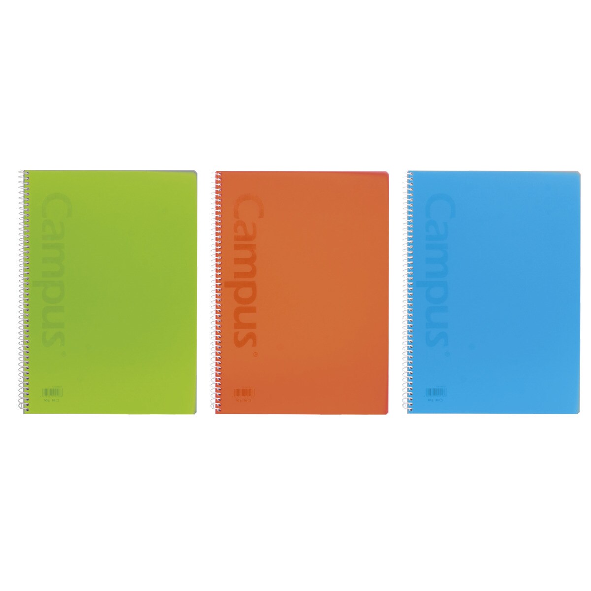 Pack de 3 cuadernos A4 tapa polipropileno 80 hojas 90 gramos cuadricula 4x4mm Campus colores vivos 2 2