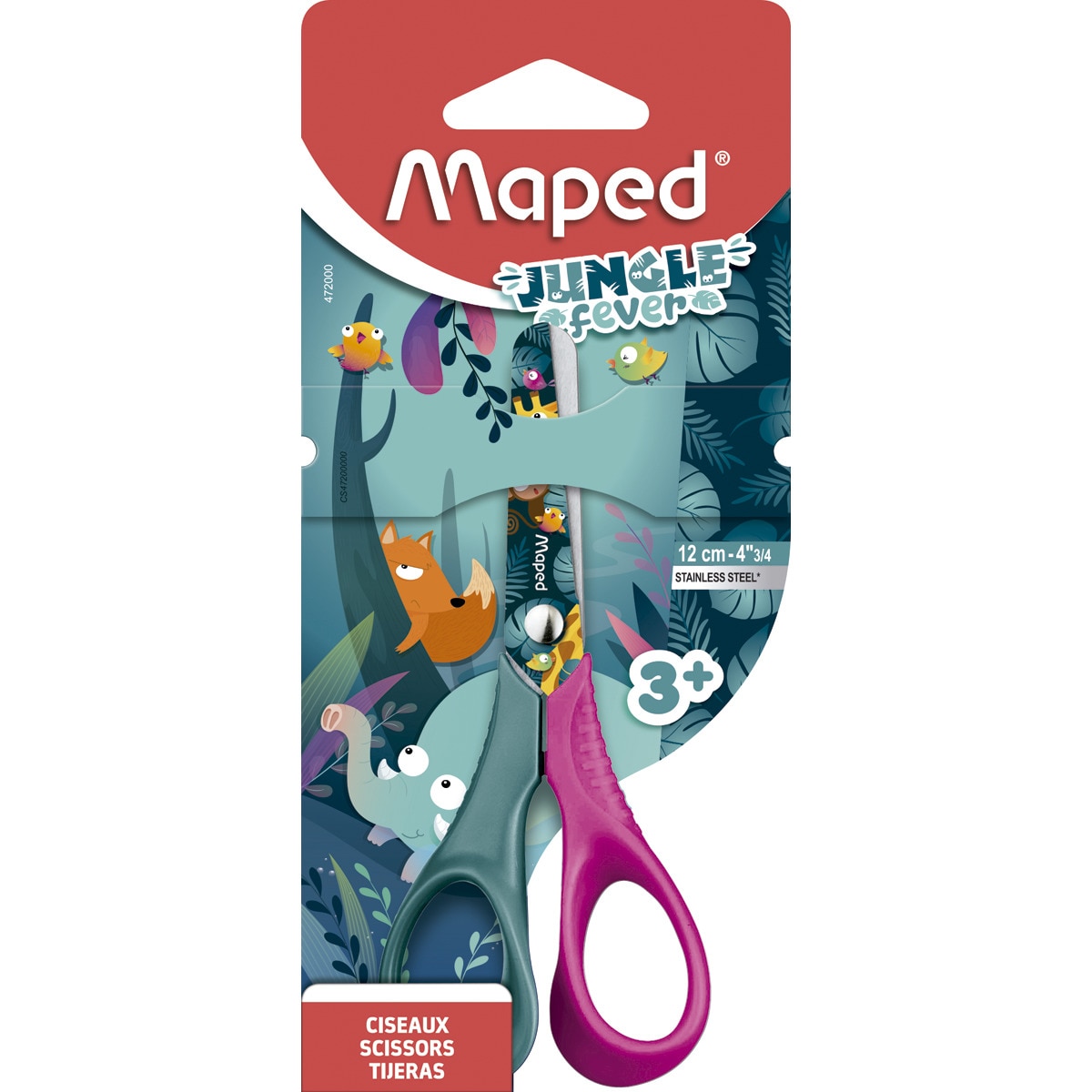 Tijeras jungle fever vivo 12cm cartón Maped Verde-2